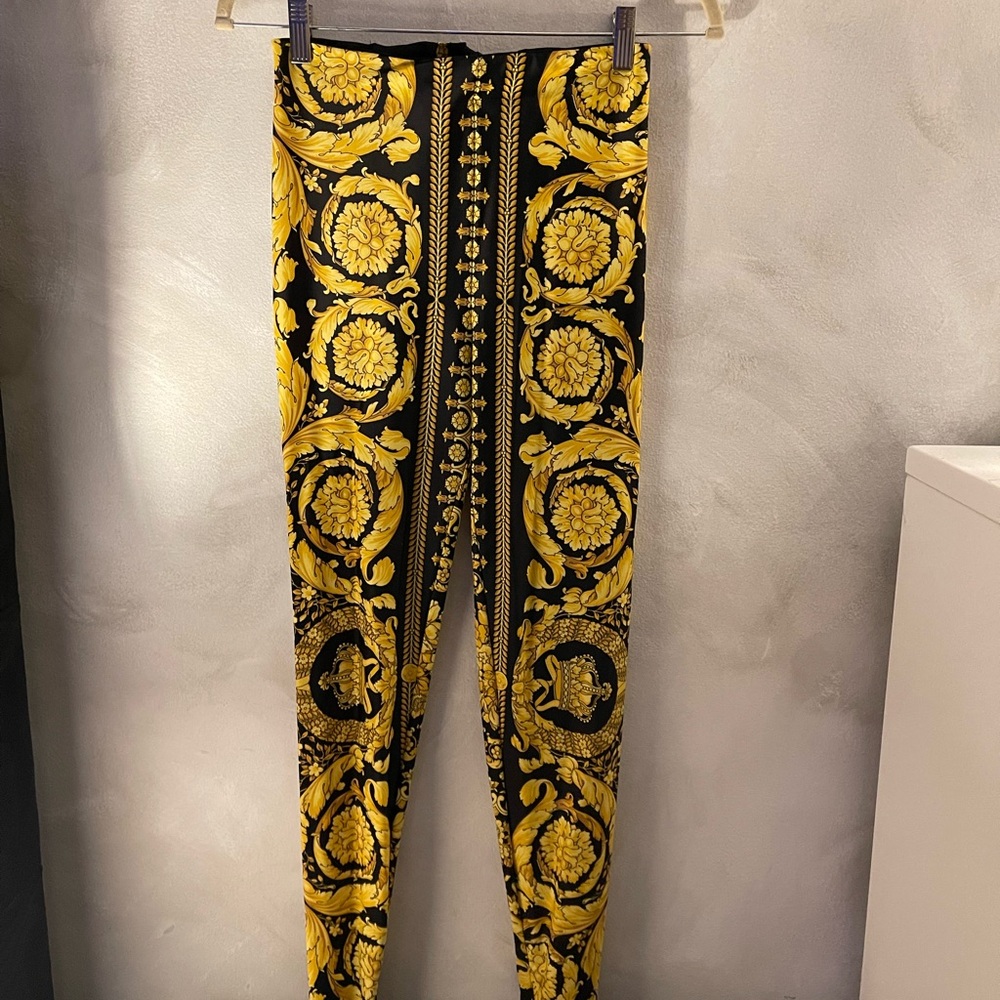 Versace Black and Gold Baroque Leggings
